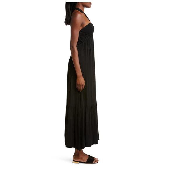 Elan Tiered Halter Maxi Cover-Up Dress Size Large - Picture 3 of 10